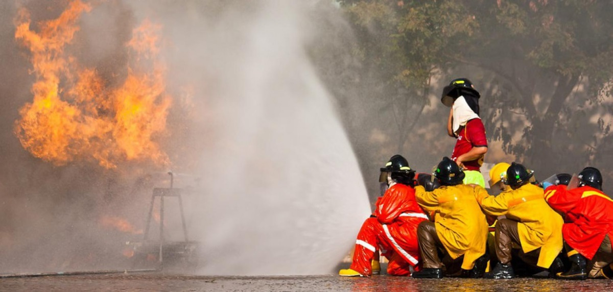 Firefighters Putting out a Fire