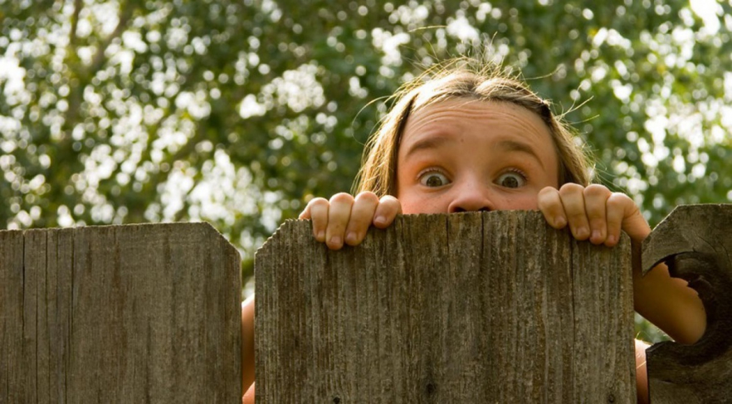Young Girl Looking Over Fence