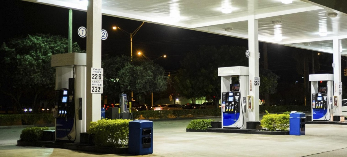 Retail Gas Station at Night