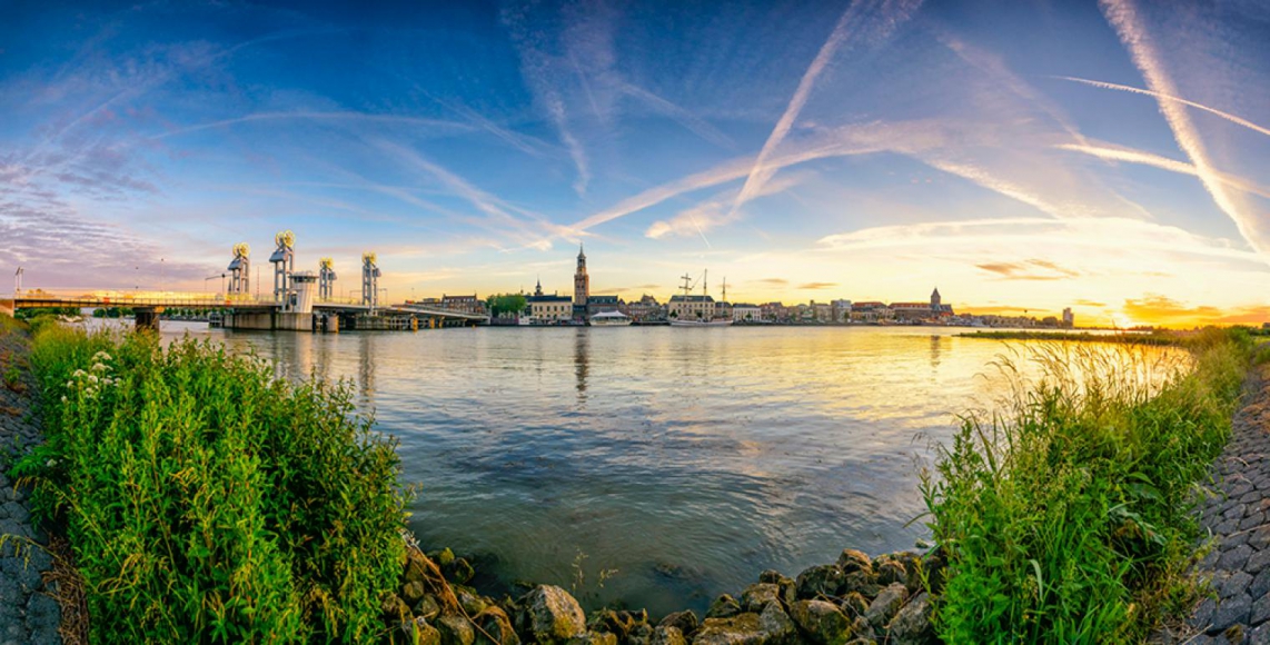 View of city across a river