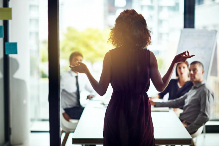 woman leading a meeting