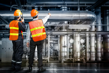 Business men in safety vests