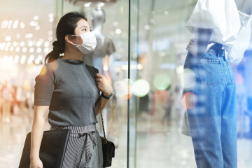 Woman Shopping with Face Mask On