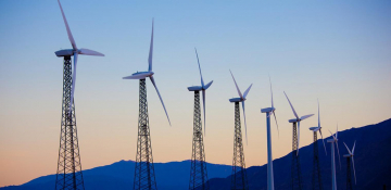 Row of wind turbines