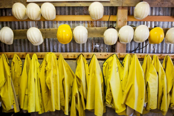 Jackets and Helmets Hung Up