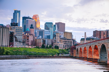 Minneapolis Skyline and Stone Arch Bridge