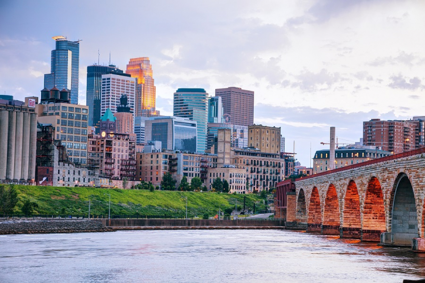 Minneapolis Skyline and Stone Arch Bridge
