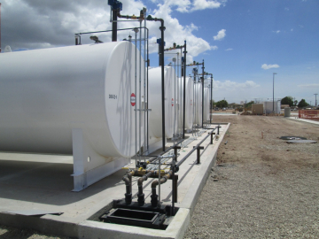 row of aboveground storage tanks